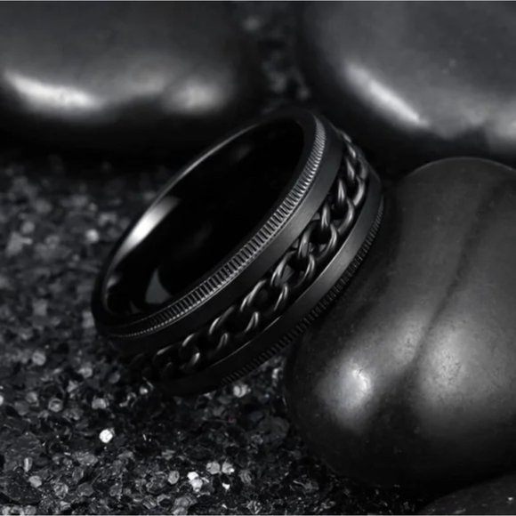 Men's Ring 8mm Spinner Ring Stainless Steel Fidget Ring Anxiety Ring for Men - Picture 2 of 7